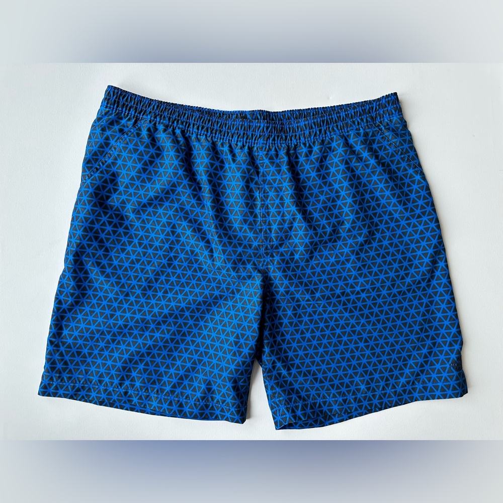 Mens The North Face Royal Blue and Black Geometric Swim Trunk Shorts XL